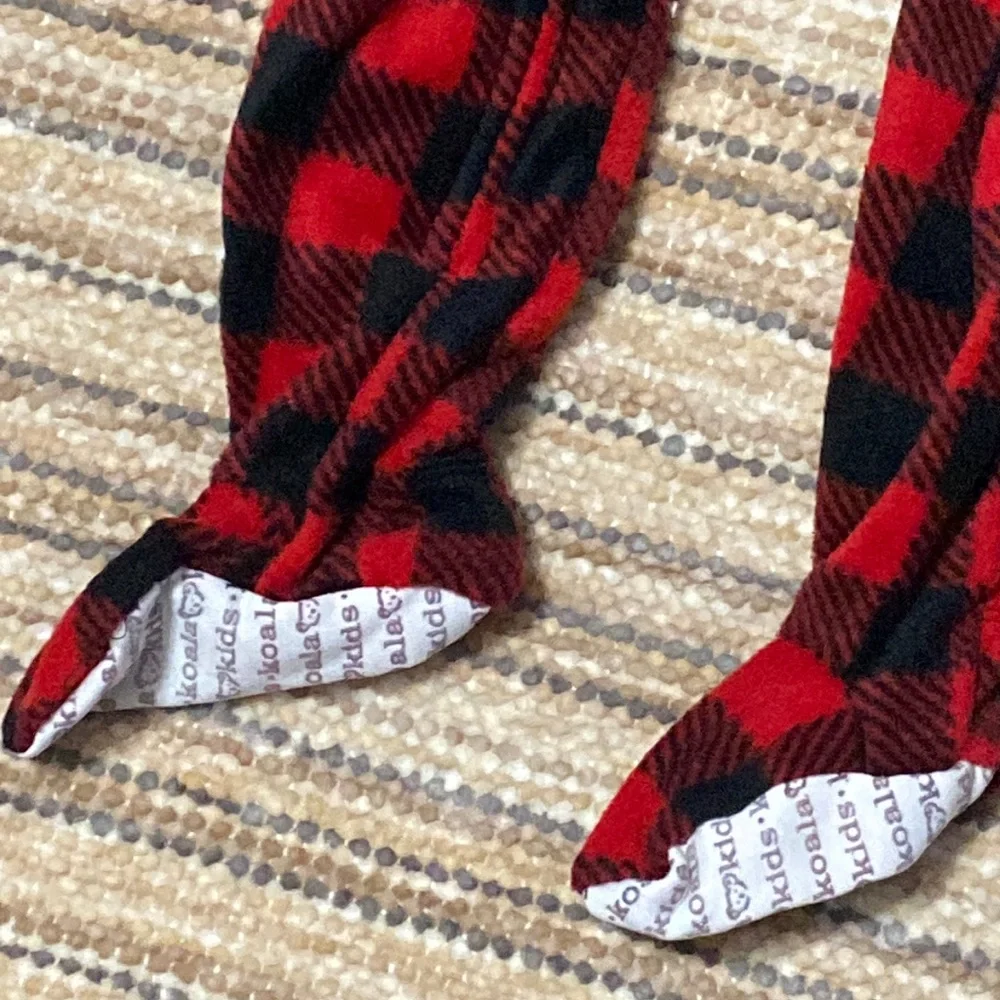 Koala Kids Baby Boy Plaid Fleece Footed Pajamas Polar Bear Skier Zip Up. 18 mos